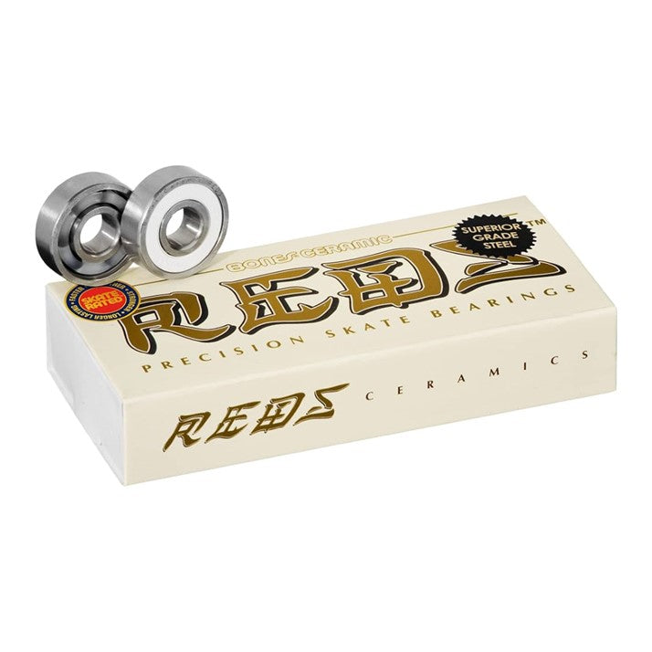 Bones Ceramic Super Reds Skate Bearings White 608 16 Pack - Lucky Skates