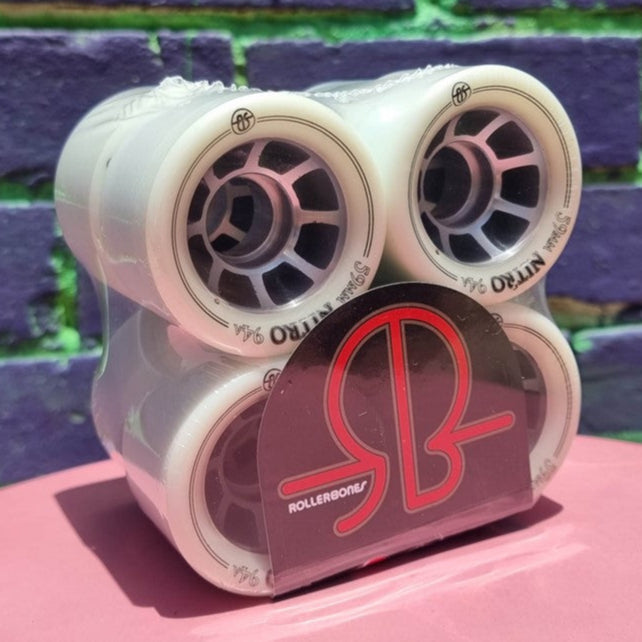 Bones Nitro Alloy Roller Skate Indoor Wheels White 59mm 94a 8 Pack - Lucky Skates
