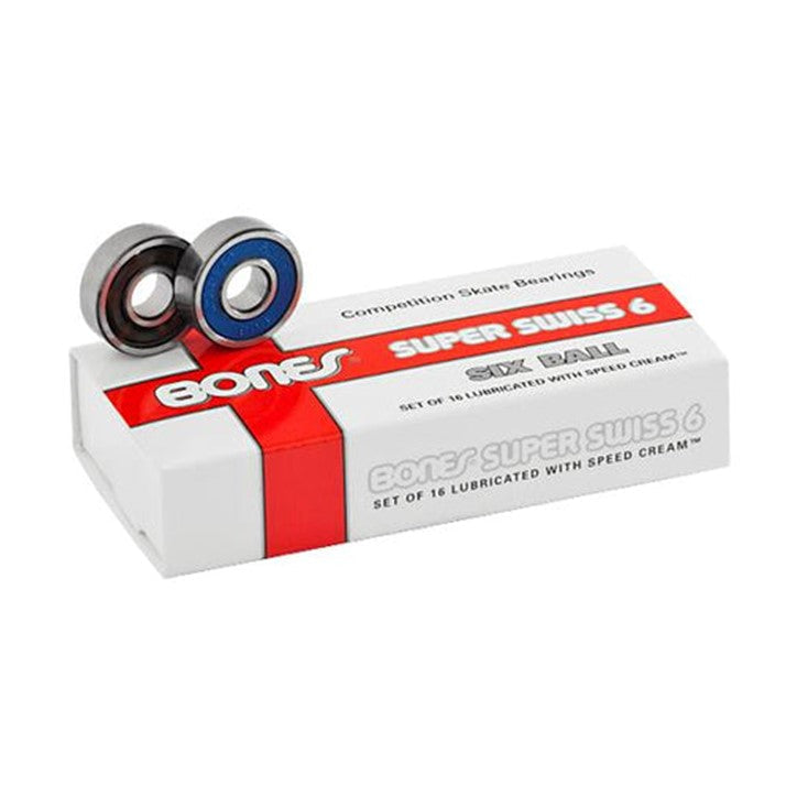 Bones Super Swiss 6 Blue Skate Bearings Blue 16 Pack 608 - Lucky Skates