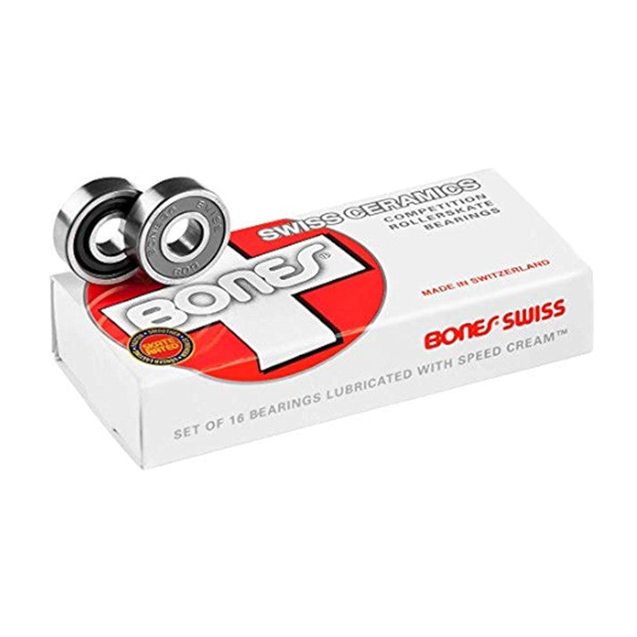 Bones Swiss Ceramic Skate Bearings Black 7mm 8mm 16 pack - Lucky Skates