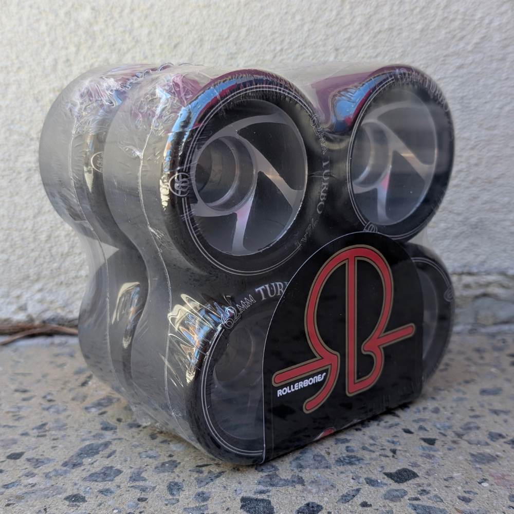 Bones Turbo Alloy Roller Skate Indoor Wheels Black 62mm - 8 Pack - Lucky Skates