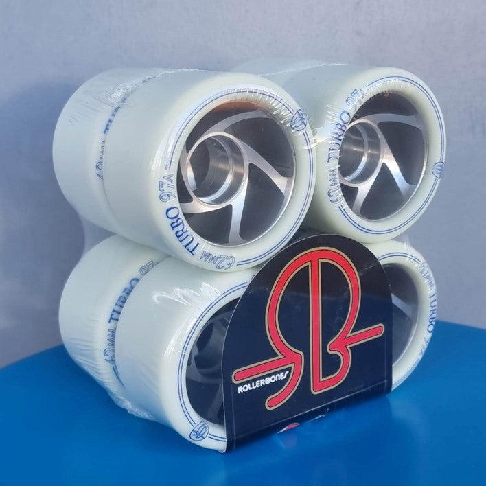 Bones Turbo Alloy Roller Skate Indoor Wheels White 62mm 97A - Lucky Skates
