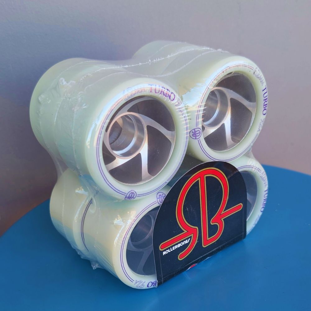 Bones Turbo Alloy Indoor Roller Skate Wheels White 62mm 92A  8 Pack - Lucky Skates