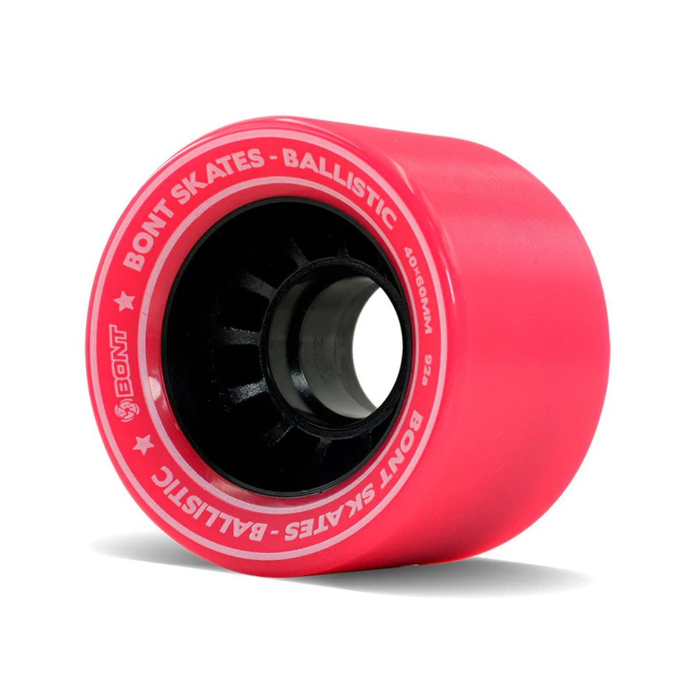 Bont Ballistic Indoor Roller Skate Wheels 92a 40mm x 60mm Pink Black Hub - Lucky Skates 