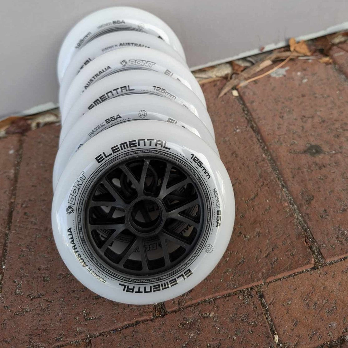 Bont Elemental Inline Skate Wheels White 85A 125mm  - 6 Pack - Lucky Skates