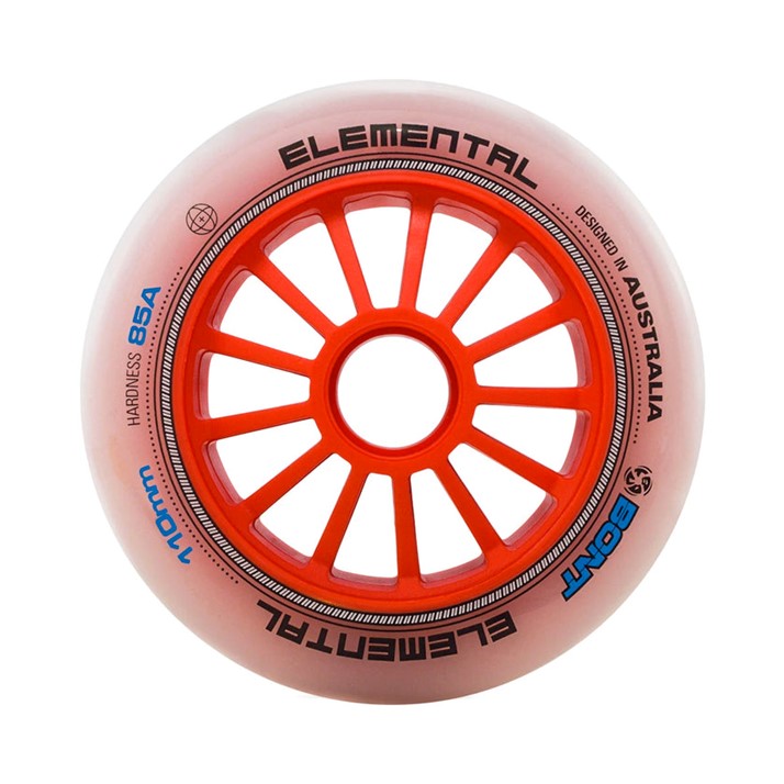 bont clear white wheel with red hub 110mm 