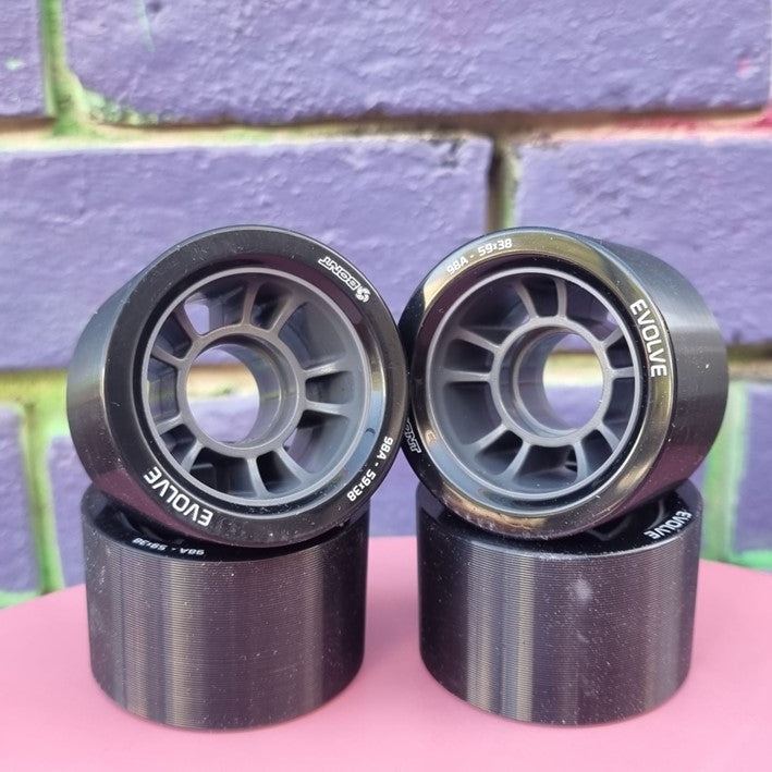 Bont Evolve Black Indoor Roller Skate Wheels 59mm 98A Black - 4 Pack - Lucky Skates