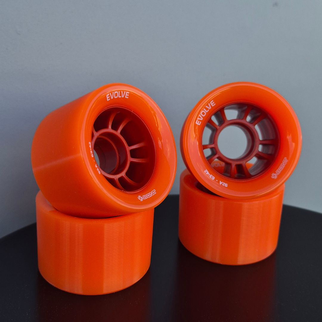 Bont Speed Evolve 92A 63mm x 42mm Orange Roller Skate Speed Skate Wheels 4 pack - Lucky Skates 