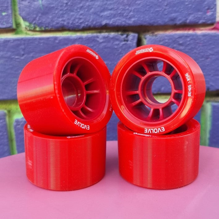 Bont Evolve Red Indoor Roller Skate Wheels 59mm 95A Red 4 Pack - Lucky Skates