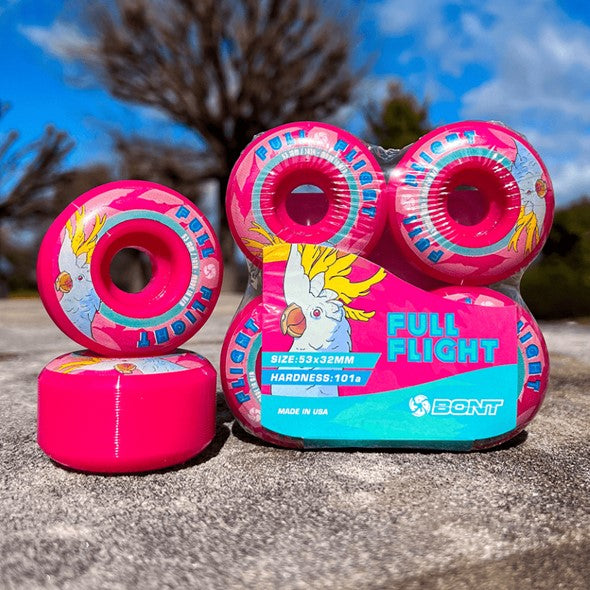 Bont Full Flight Park Roller Skate Wheels Pink 53mm 101A - 4 Pack - Lucky Skates