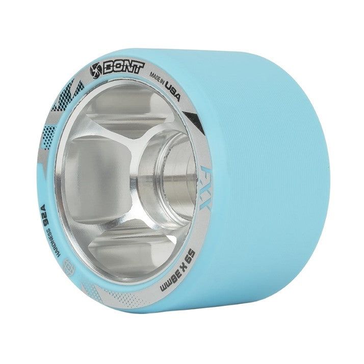 Bont FXX Derby Alloy Indoor Roller Skate Wheels Blue Silver Alloy Hub - 4 Pack - Lucky Skates