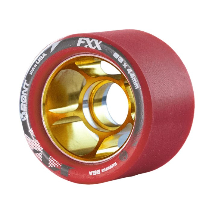 Bont FXX Speed Indoor Roller Skate Wheels Red Gold Alloy Hub 44mm x 63mm 96A - Lucky Skates