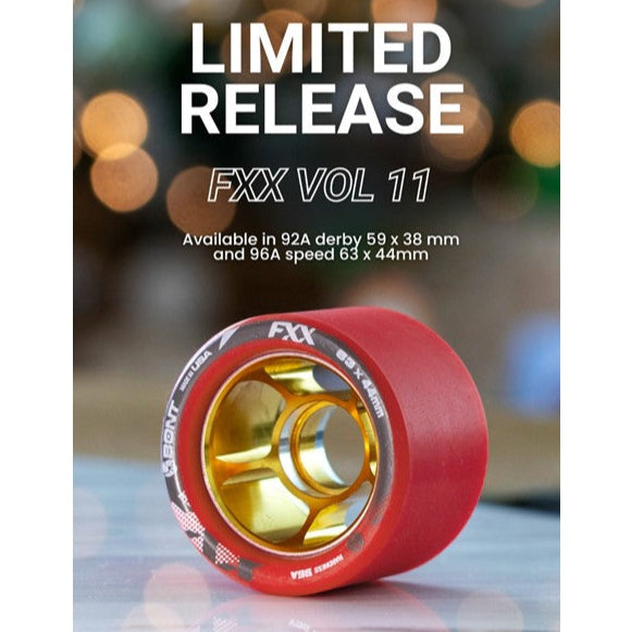 Bont FXX Speed Alloy Roller Skate Wheels Limited Edition Red Wheel Gold Alloy Hub  63mm 96A - Lucky Skates