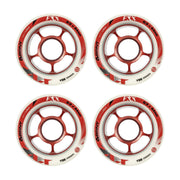 Bont FXX Derby Indoor Roller Skate Wheels White Red Alloy Hub 59mm 92a 4 Pack - Lucky Skates