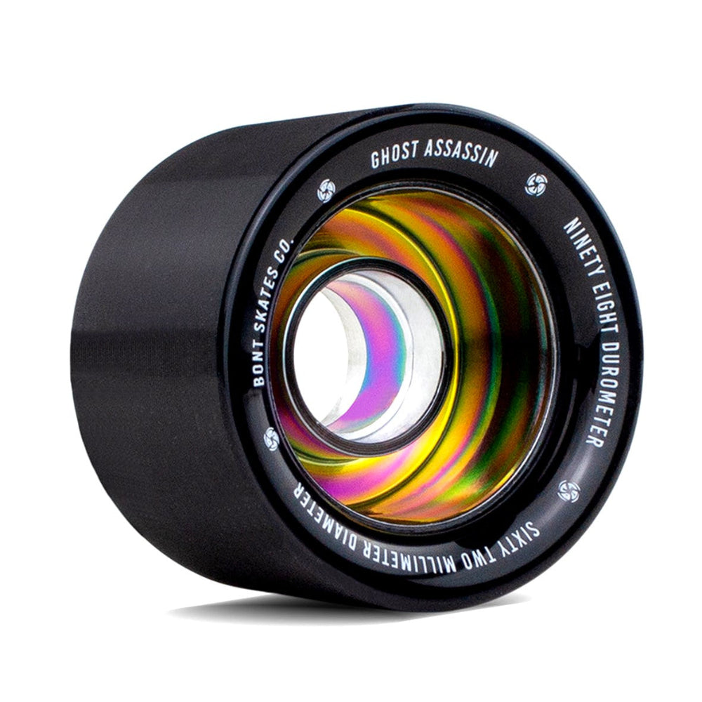 Bont Ghost Assassin Alloy Black Indoor Roller Skate Alloy Oil Slick Wheels 98a 62mm - Lucky Skates