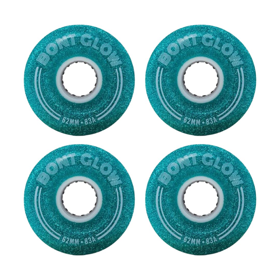 Bont Light Up Glow LED Outdoor Hybrid Roller Skate Wheels Chameleon Green 83A 62mm 4 Pack - Lucky Skates