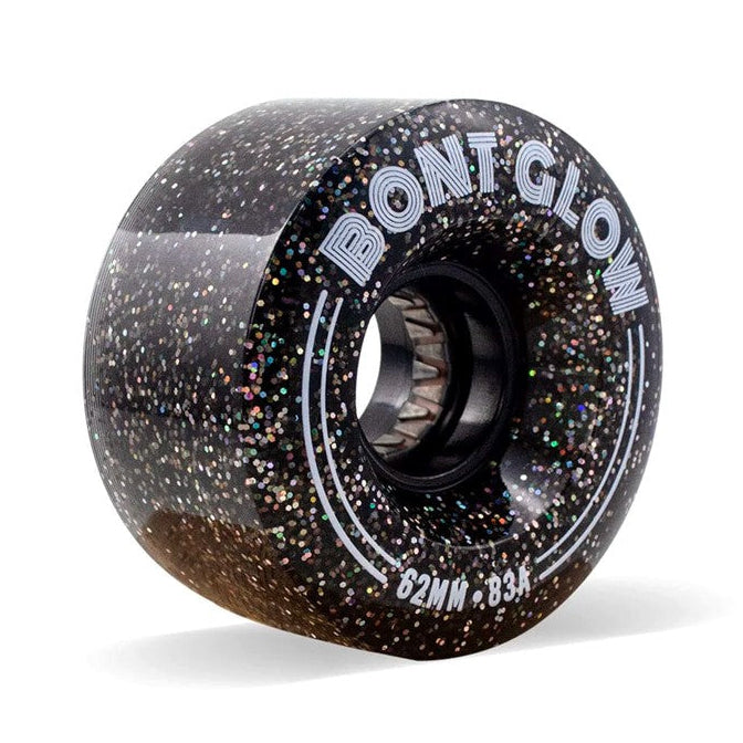 Bont Light Up Glow Obsidian Black Glitter LED Roller Skate Wheels 83a 62mm - Lucky Skates