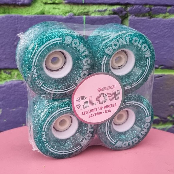 Bont Light Up Glow Chameleon Green Wheels 83A - 4 pack - Lucky Skates