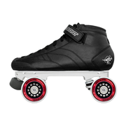 bont prostar tracer silver quard roller skate black microfibre with silver aluminium tracer plate and white ballistic 92a bont wheels - Lucky Skates 