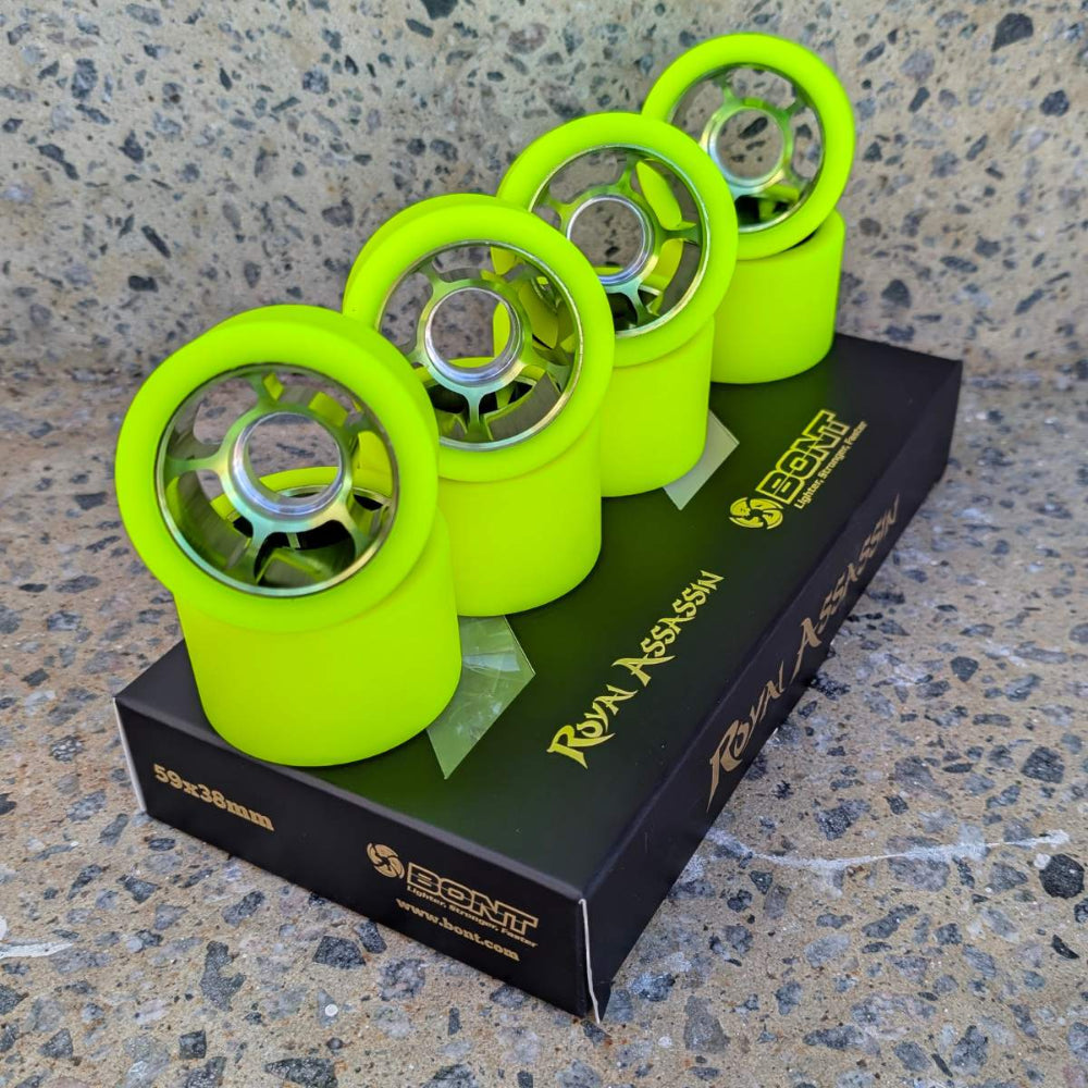 Bont Royal Assassin Roller Skate Alloy Wheels Yellow Green 92A - 8 pack - Lucky Skates 