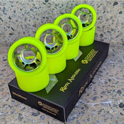Bont Royal Assassin Roller Skate Wheels Yellow with Green Alloy Hub 92A - 8 pack - Lucky Skates 