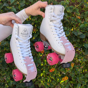 Jackson White Hightop Roller Skates With Bont Leather Suede Roller Skate Toe Guards - Lucky Skates