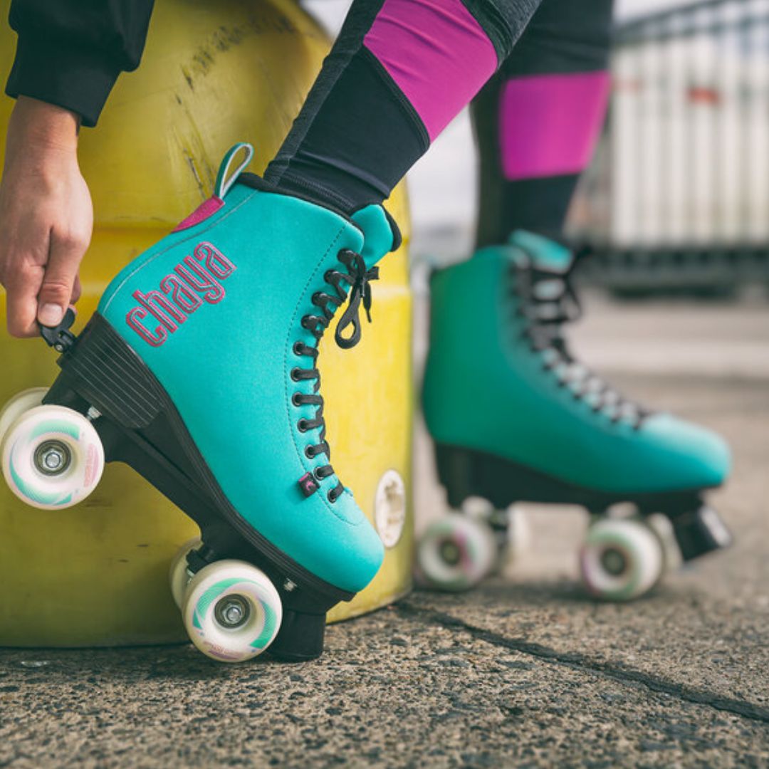 Chaya Bliss Turquoise teal Kids Adjustable High Top Retro Roller Skates - Lucky Skates 
