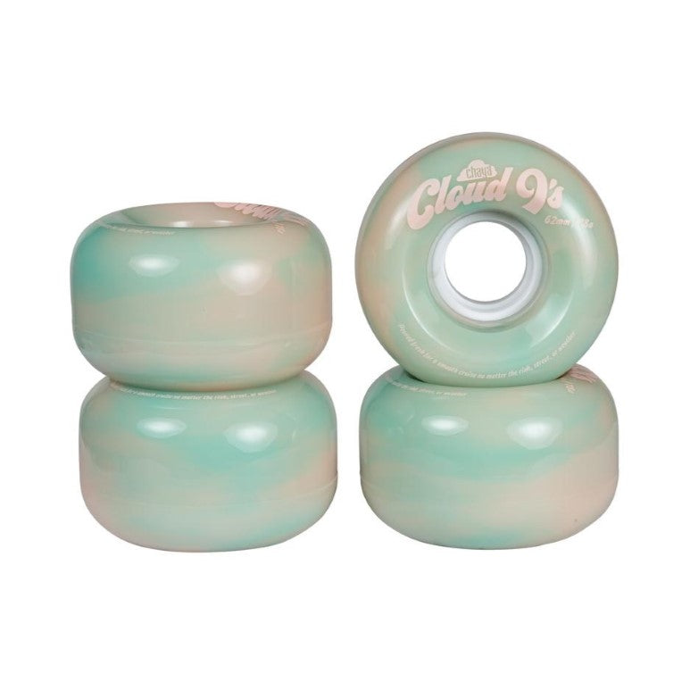 Chaya Cloud 9 Outdoor Roller Skate Wheels 62mm 78A Pink Aqua - 4 Pack - Lucky Skates
