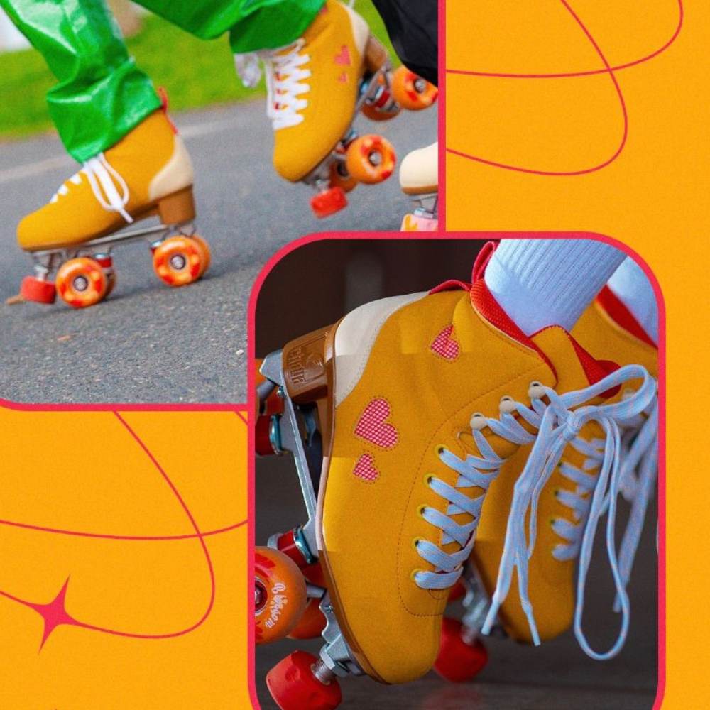 Chaya Cozy Summer Breeze Orange Yellow Roller Skates High Top Hearts - Lucky Skates 