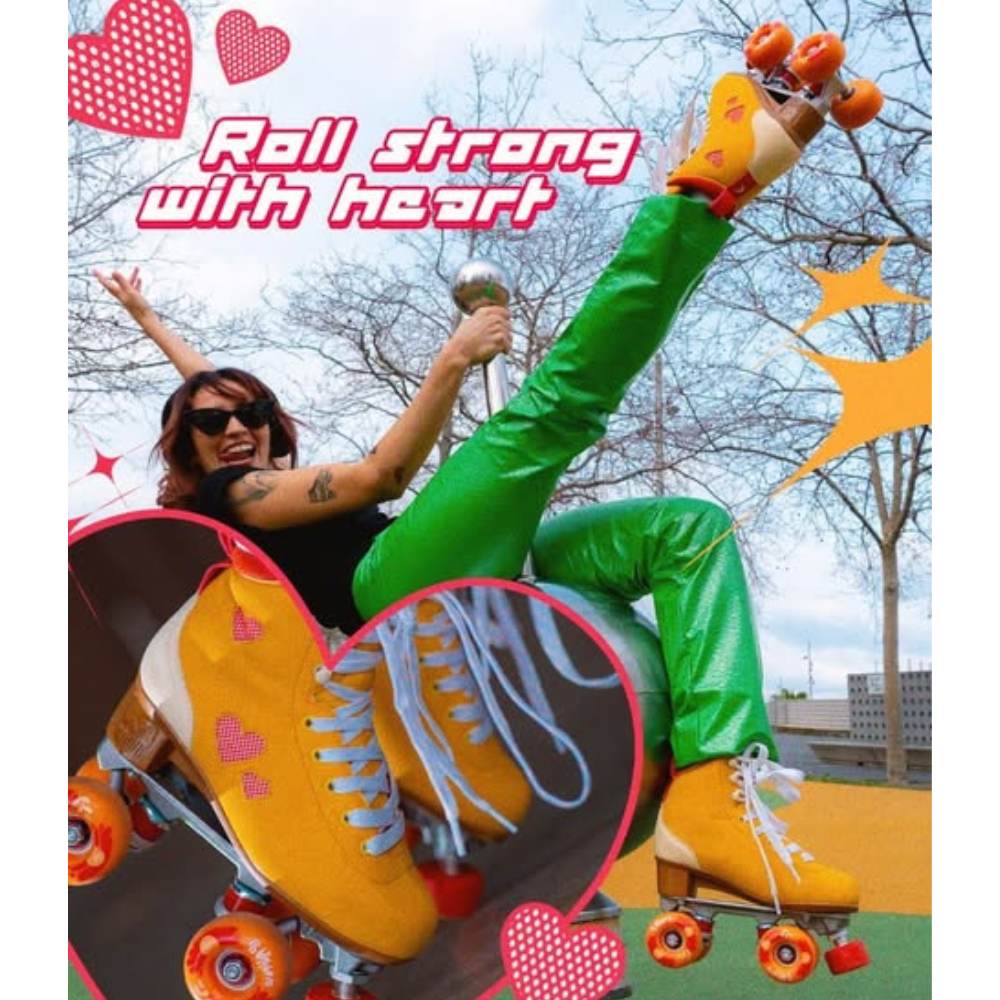 Chaya Cozy Summer Breeze Orange Yellow Roller Skates High Top Hearts - Lucky Skates 