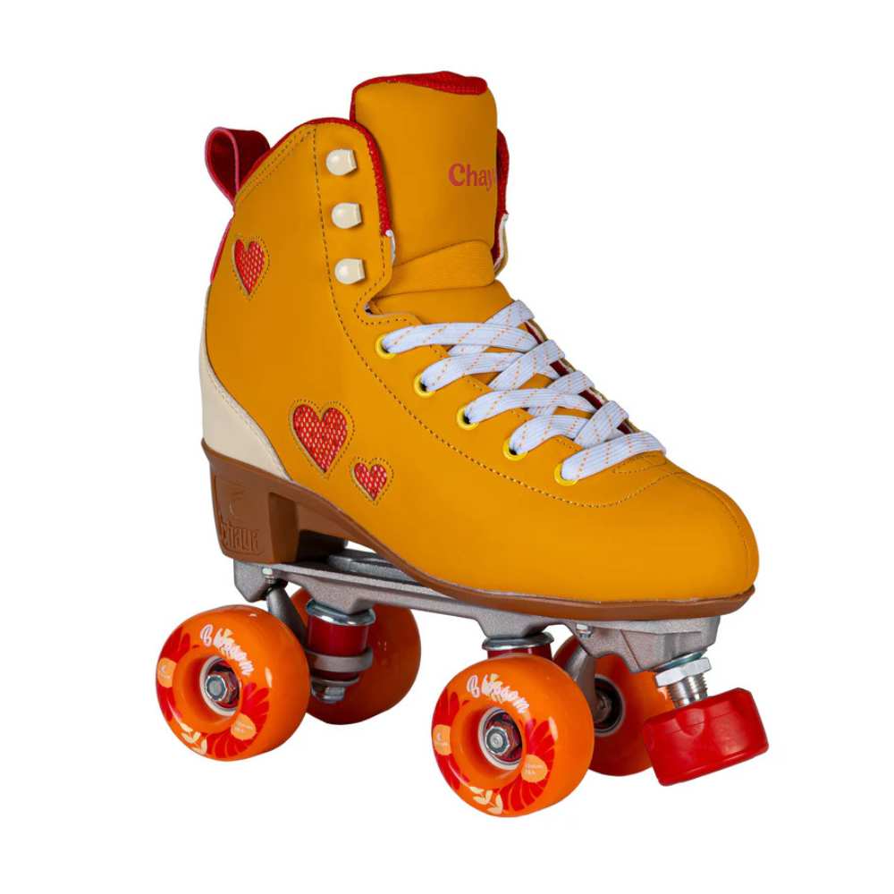 Chaya Cozy Summer Breeze Orange Yellow Roller Skates High Top Hearts - Lucky Skates 