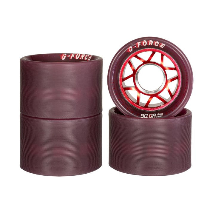 Chaya G-Force Alloy Red Maroon Indoor Roller Skate Wheels 90A 59mm Red - 4 Pack - Lucky Skates