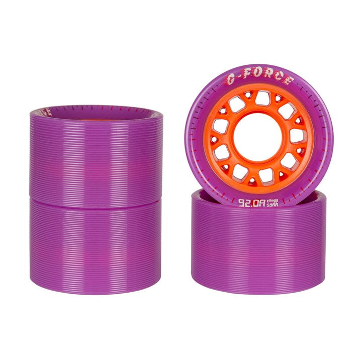 Chaya G-Force Indoor Roller Skate Wheels Purple Orange 59mm 92a 4 Pack - Lucky Skates