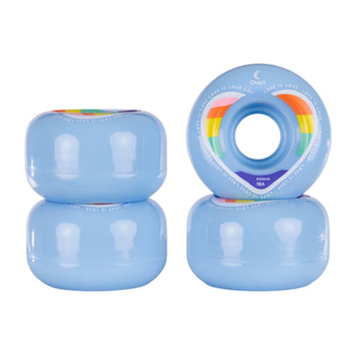 Chaya Love Is Love Blue Outdoor Roller Skate Wheels -78a 62mm Rainbow 4 Pack - Lucky Skates