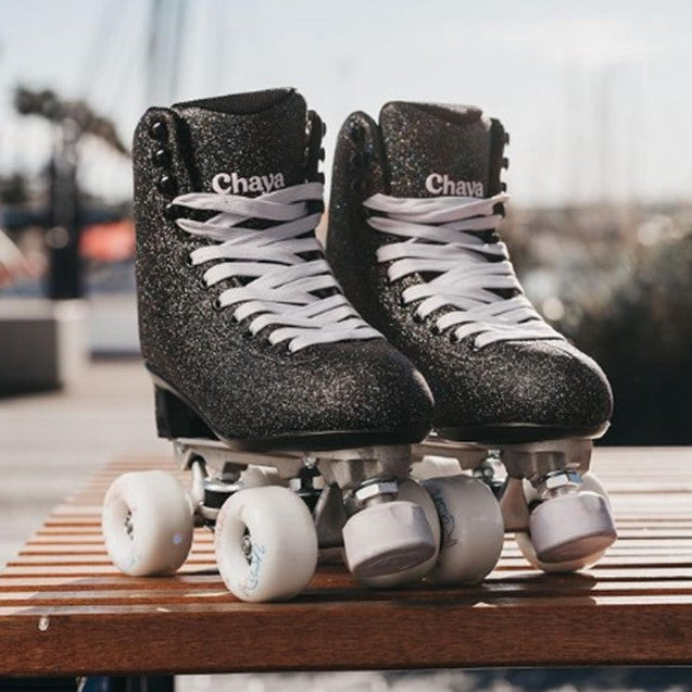 Chaya Melrose Deluxe Starry Night Roller Skates Black Glitter - Lucky Skates
