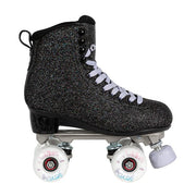 Chaya Melrose Deluxe Starry Night High Top Retro Roller Skates Black Glitter, White Wheels - Lucky Skates