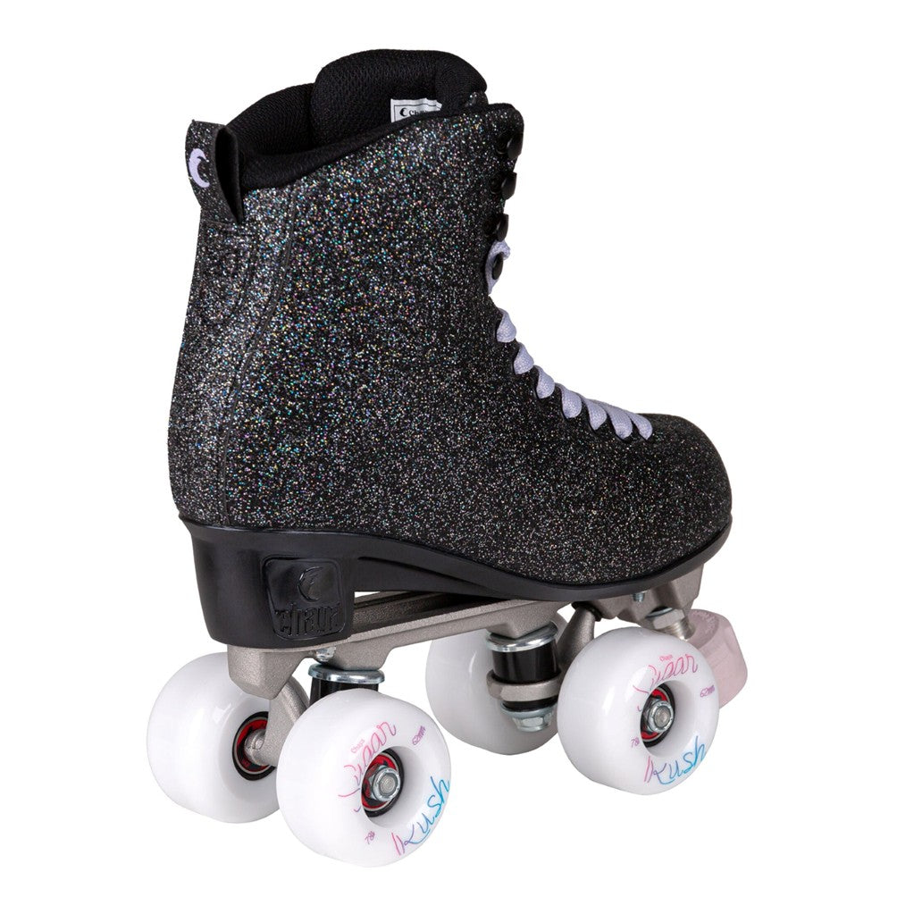 Chaya Melrose Deluxe Starry Night High Top Retro Roller Skates Black Glitter, White Wheels - Lucky Skates