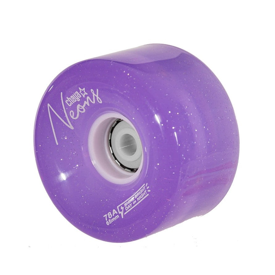 Chaya Light Up Neon Purple LED Outdoor Roller Skate Quad Wheels 78A 65mm - Lucky Skates