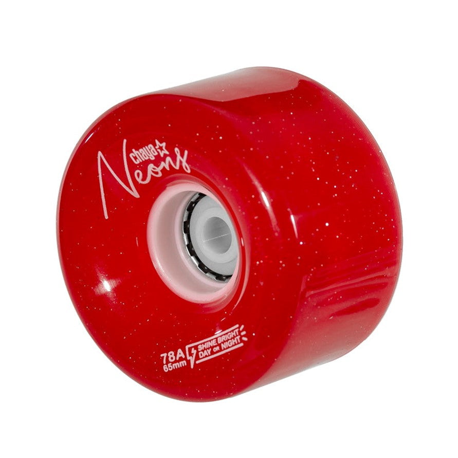 Chaya Light Up Neon Red Outdoor Roller Skate LED Wheels 78A 65mm - Lucky Skates