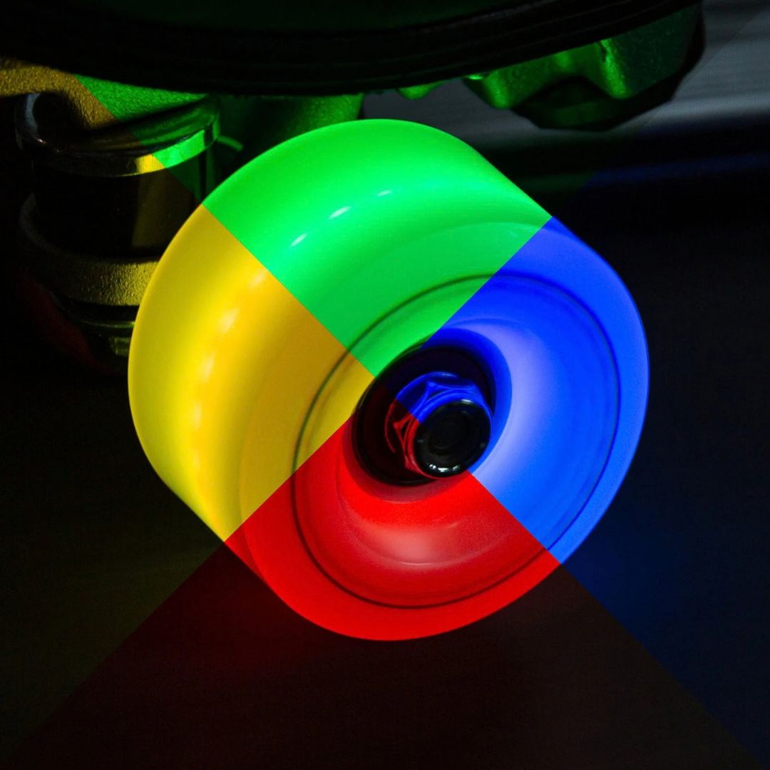 Chaya Neons Switch LED Light Up Quad Roller Skate Wheels Rainbow - Lucky Skates 