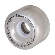 Chaya Neons Switch LED Light Up Quad Roller Skate Wheels White Glitter 62mm 85A - Lucky Skates 