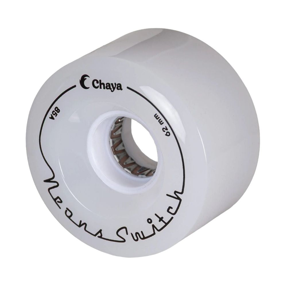 Chaya Neons Switch LED Light Up Quad Roller Skate Wheels White 62mm 85A - Lucky Skates 