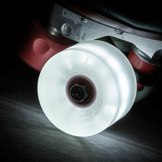 Chaya Light Up Neon White Outdoor Roller Skate Wheels LED 65mm 78A - Lucky Skates