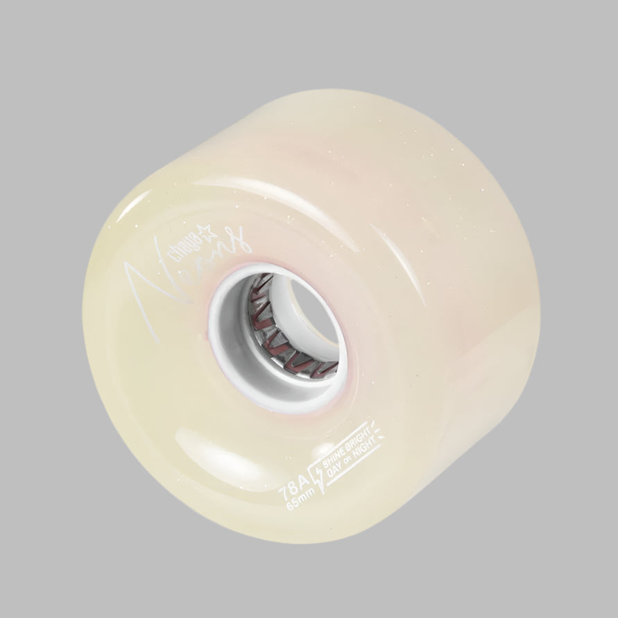 Chaya Light Up Neon LED Outdoor Roller Skate Wheels White 65mm 78A -  Lucky Skates
