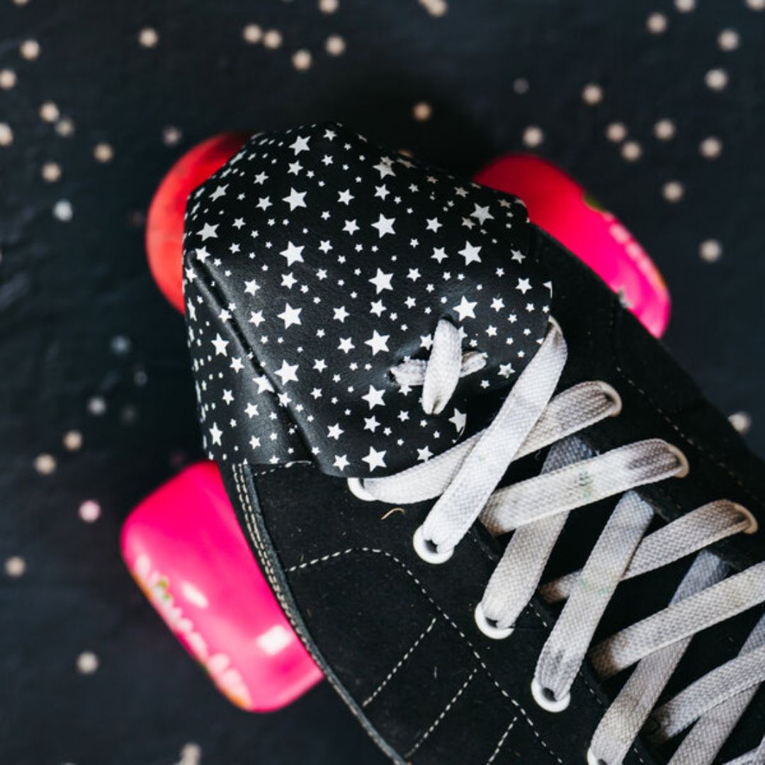 Chaya Melrose Roller Skate Toe Protectors/Toe Caps Stars Black White   - Lucky Skates 