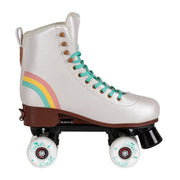 side  view chaya white pearl high top adjustable kids skate