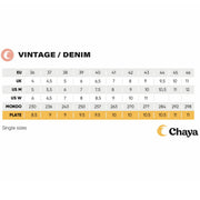 Chaya Vintage Roller Skates, Denim Roller Skates Size Chart - Lucky Skates 