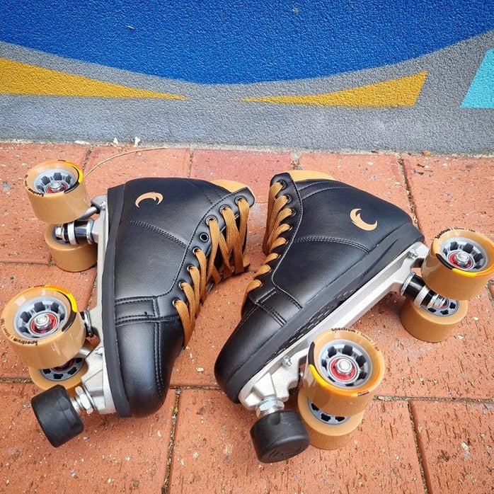 Chaya Vintage Mocha Roller Skates Black Brown Sneaker Stle Brown Black Outdoor Wheels - Lucky Skates