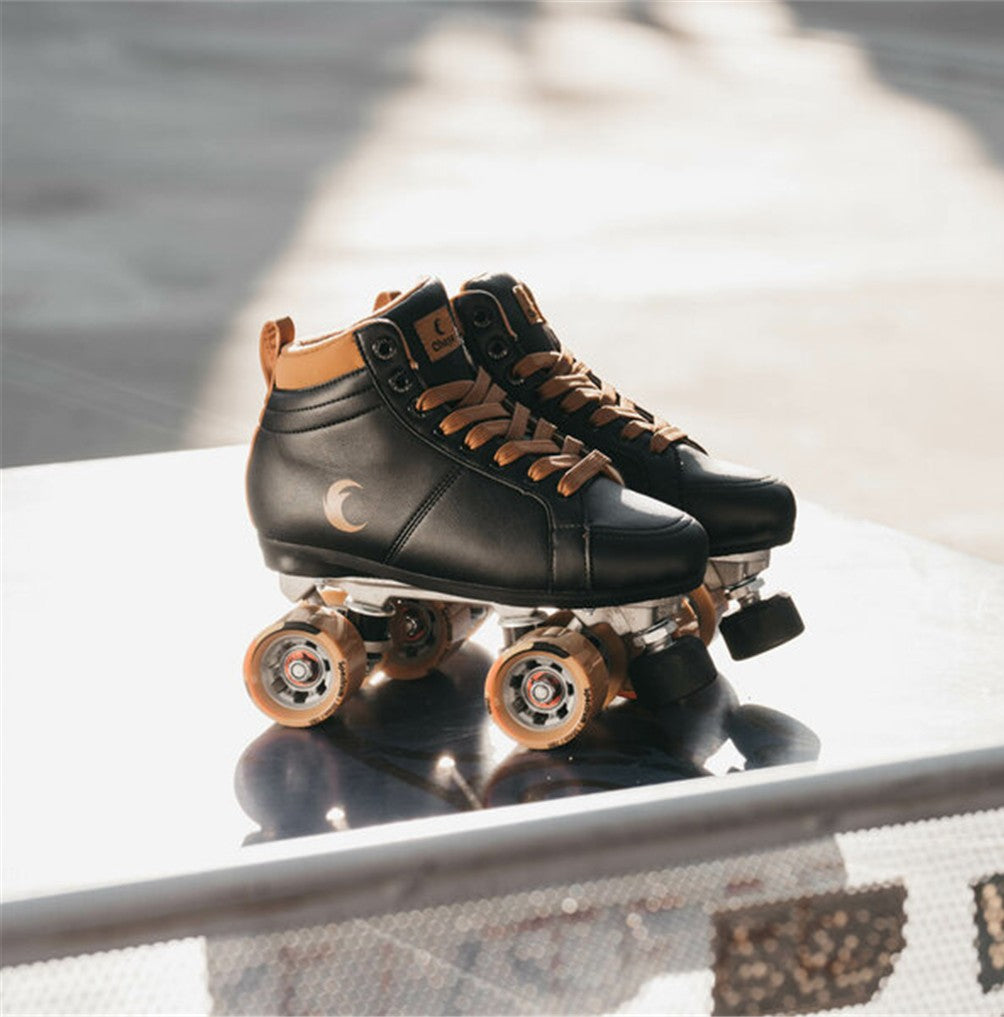 Chaya Vintage Mocha Roller Skates Black Brown Sneaker Stle Brown Black Outdoor Wheels - Lucky Skates