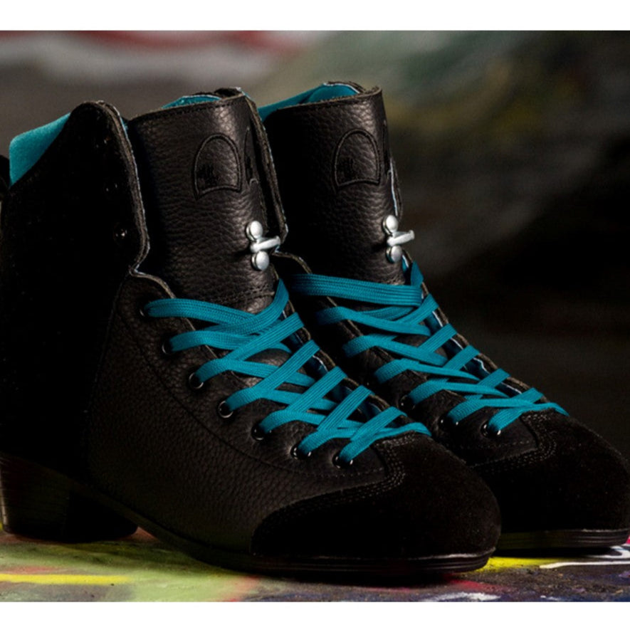 Chuffed Leather Roller Skate Boots Pro Lanna Thornhill Black/Teal - Lucky Skates